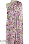 'painted posy' rayon twill woven - orchid/avocado 1 yard