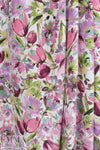 'painted posy' rayon twill woven - orchid/avocado 1 yard