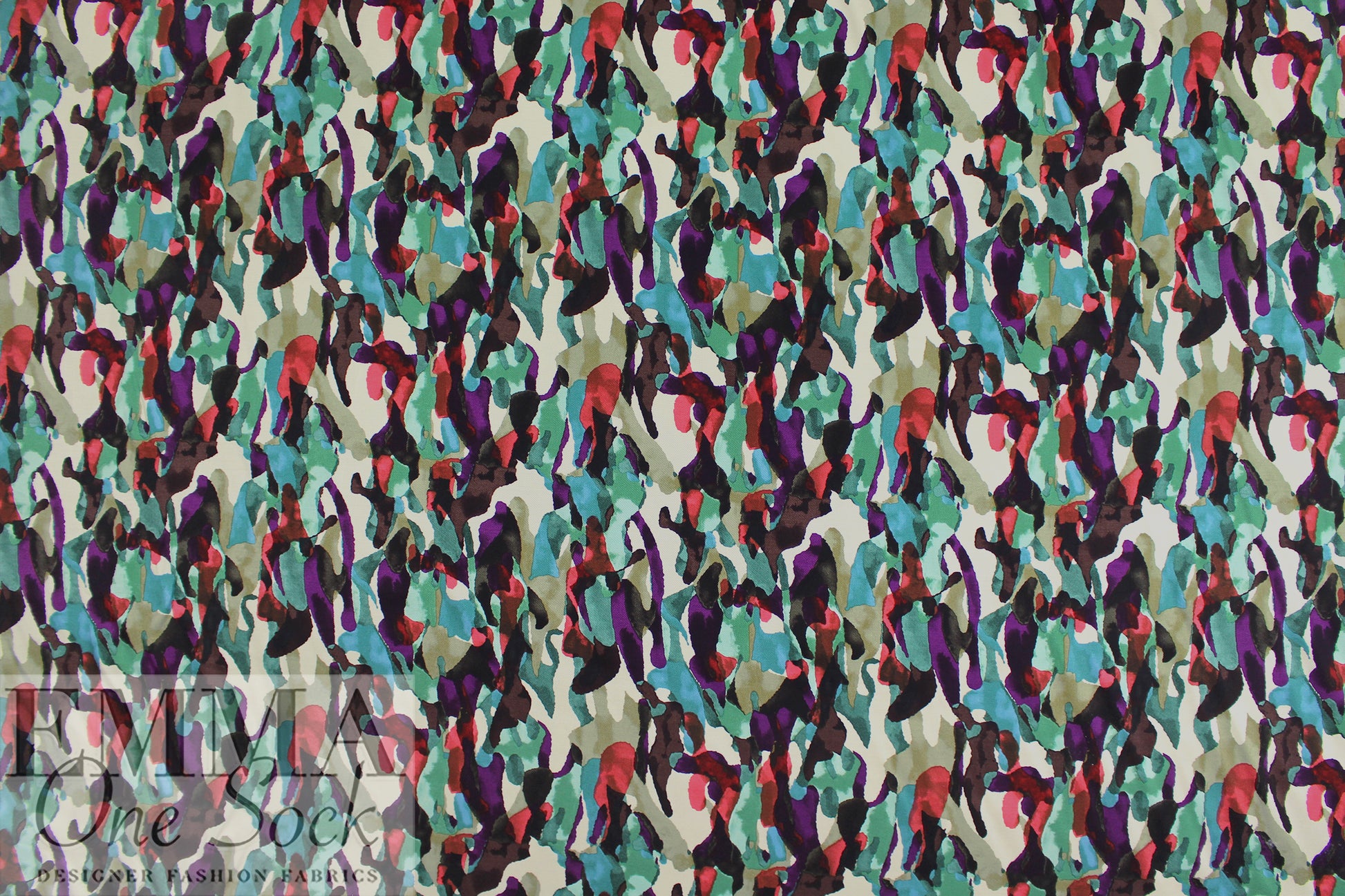 'painterly expression' viscose satin twill woven 2.5 yds