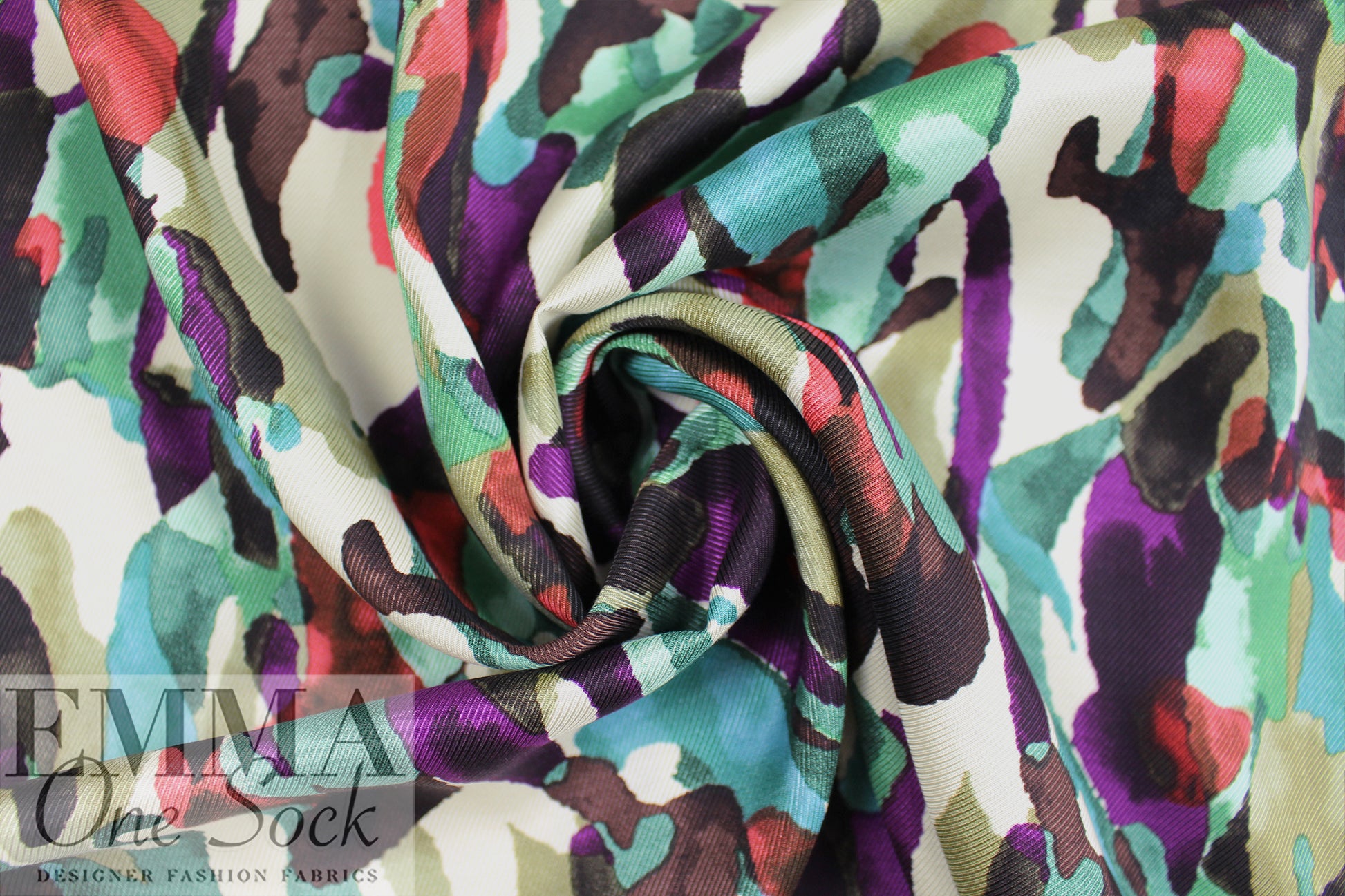 'painterly expression' viscose satin twill woven 2.5 yd