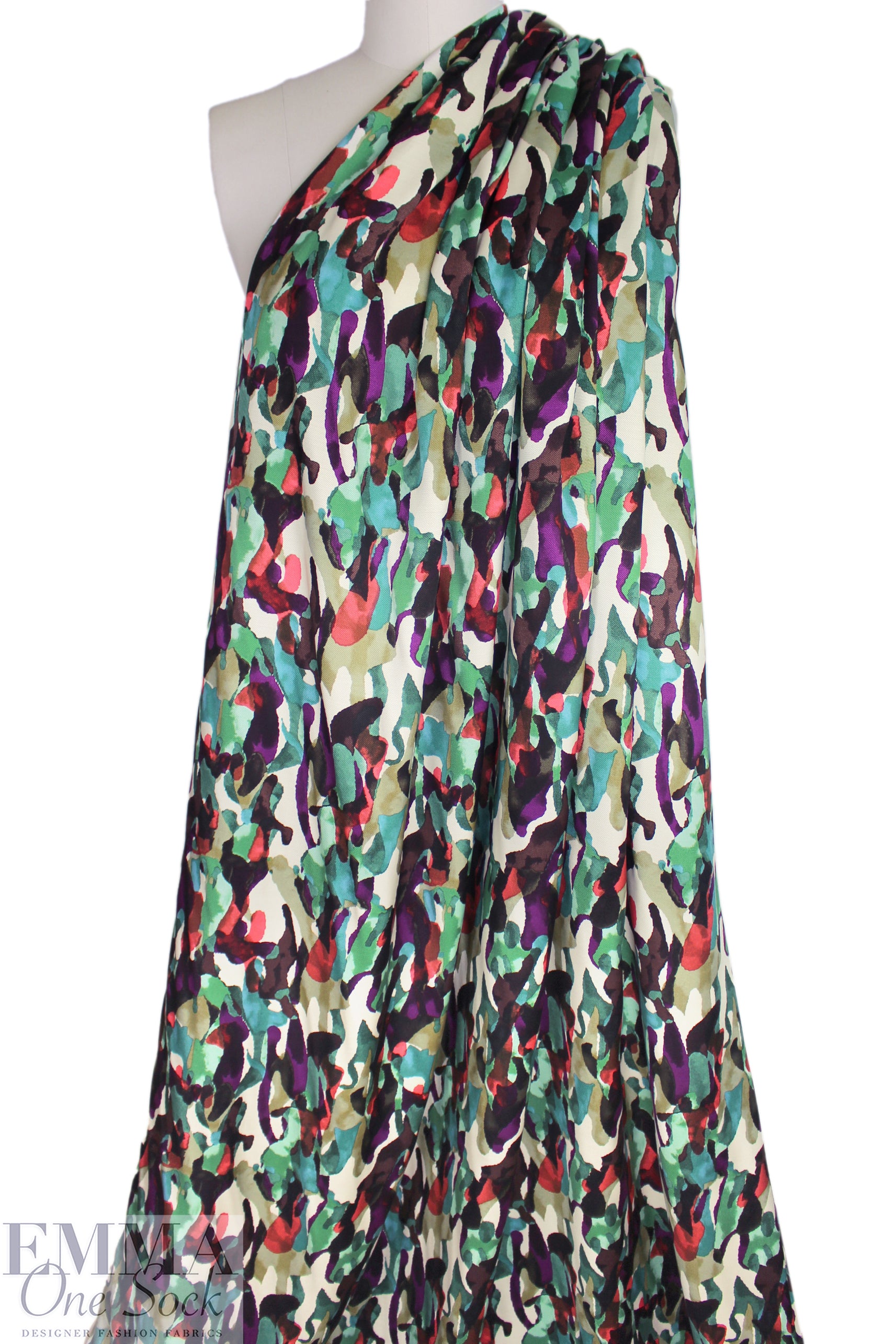 'painterly expression' viscose satin twill woven 2.5 yd