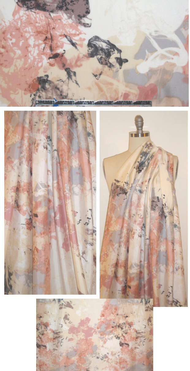 Burning T0rch peach/gray abstract rayon twill woven