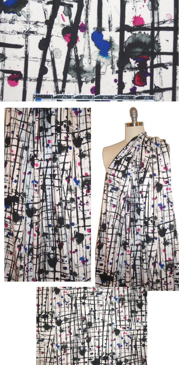 Italian viscose stretch artist's grid woven