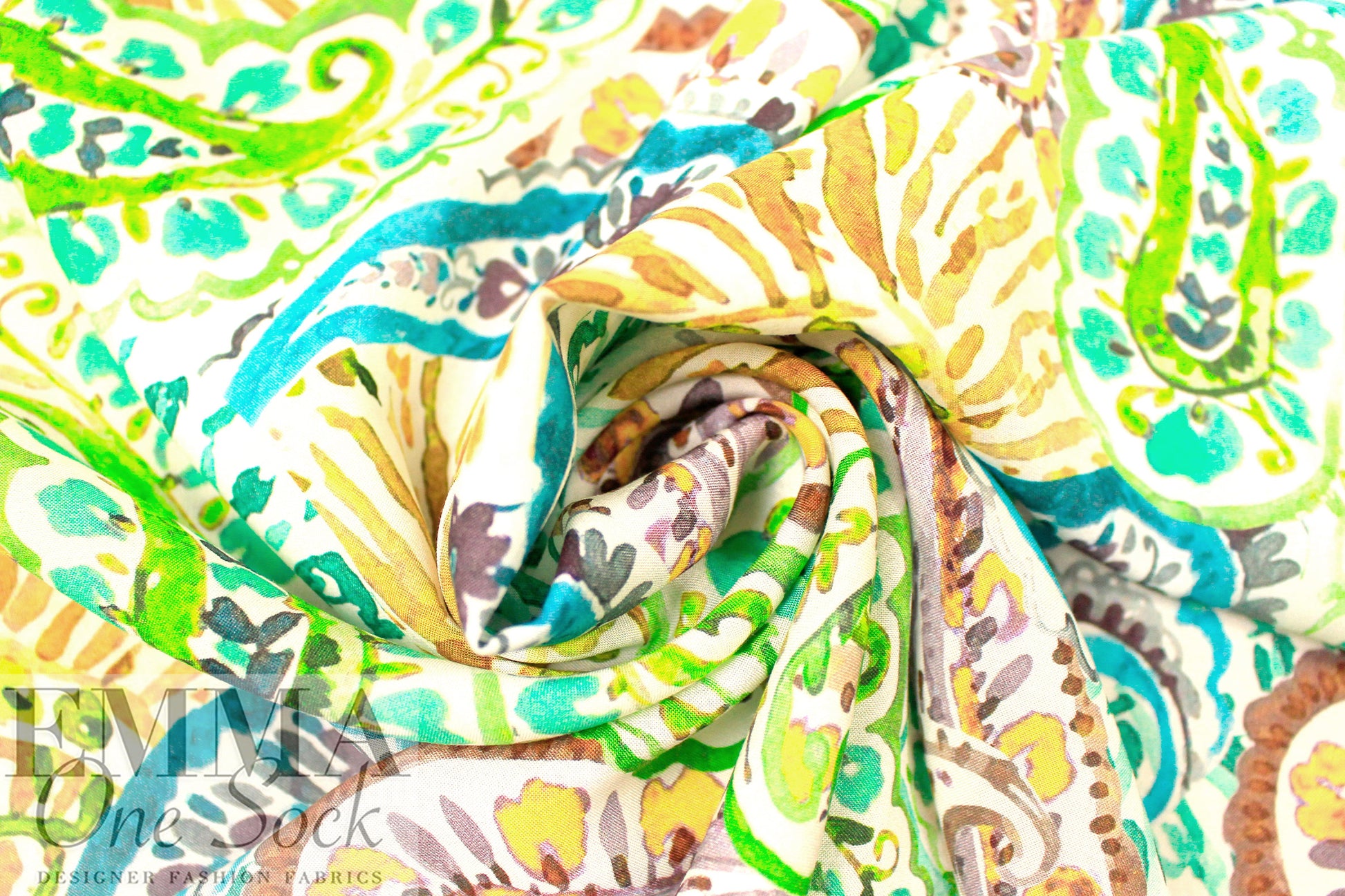 Italian 'painted paisley' viscose voile 1.4 yds