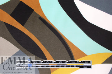 Italian 'kite wing' viscose woven - caramel/umber/blue surf 1.875 yd