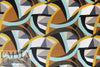 Italian 'kite wing' viscose woven - caramel/umber/blue surf .875 yds