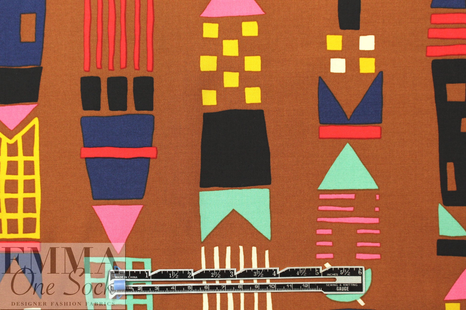 graphic totems printed viscose woven .75 yds