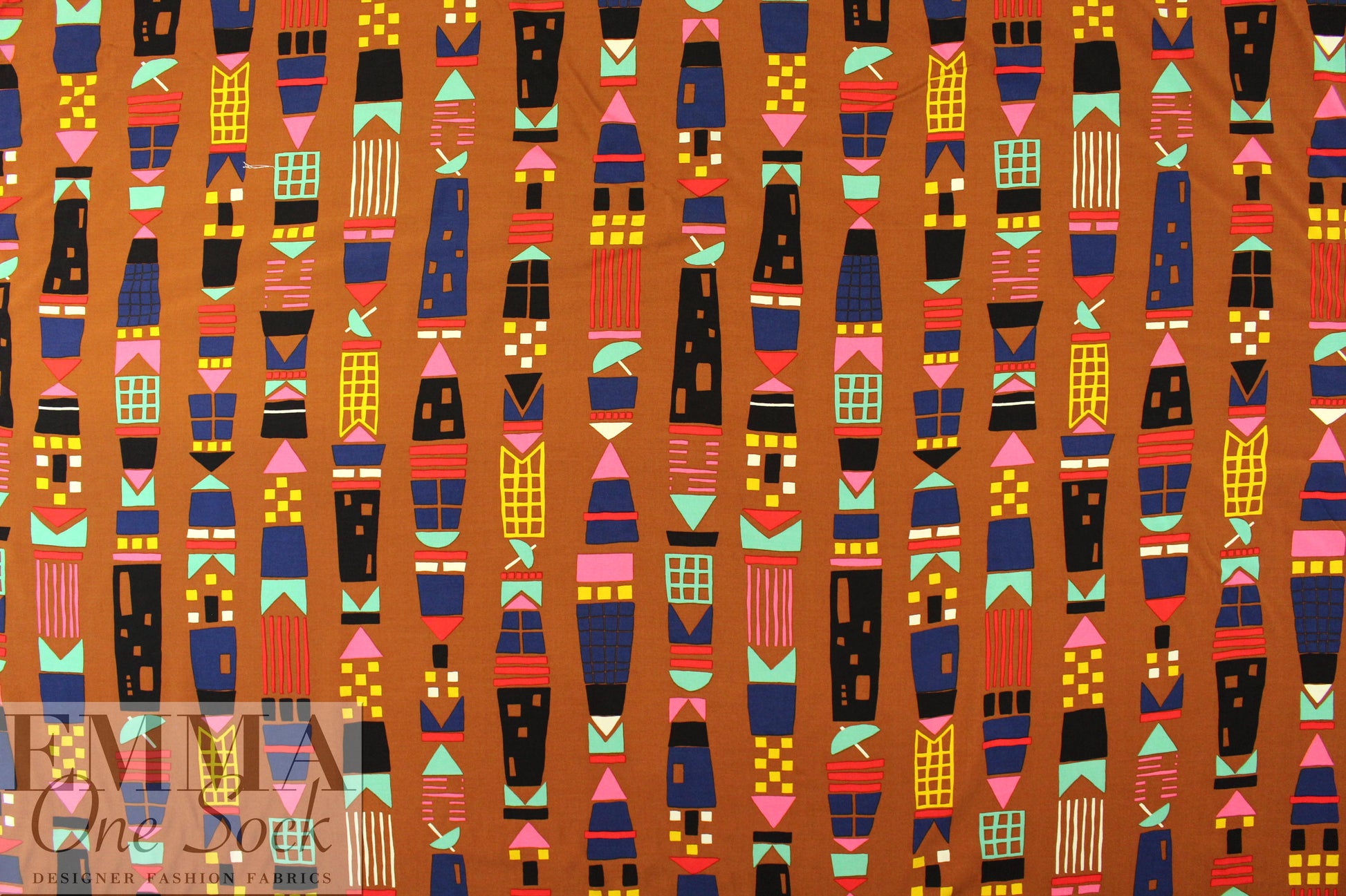 graphic totems printed viscose woven 2.25 yd