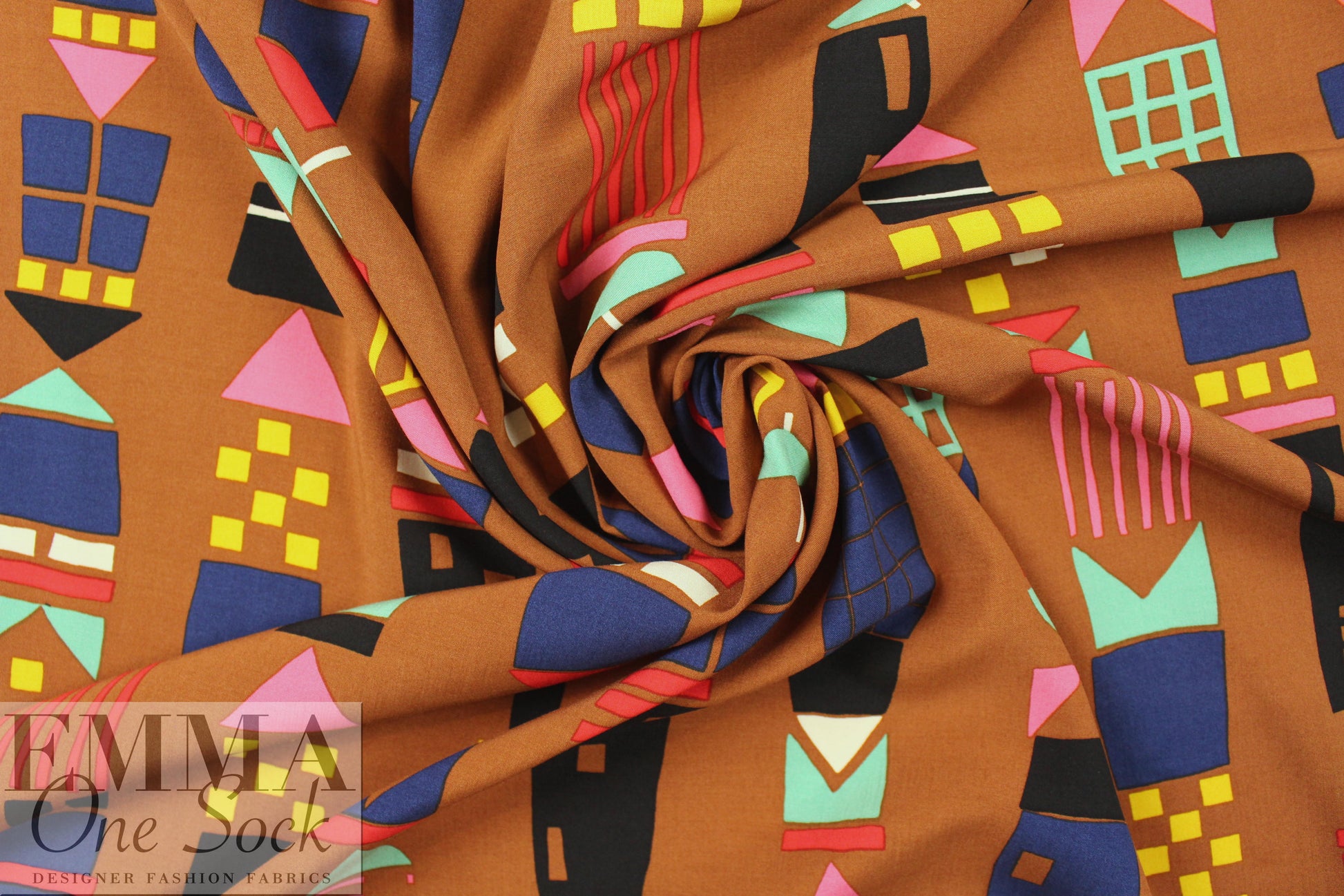 graphic totems printed viscose woven 1.875 yd