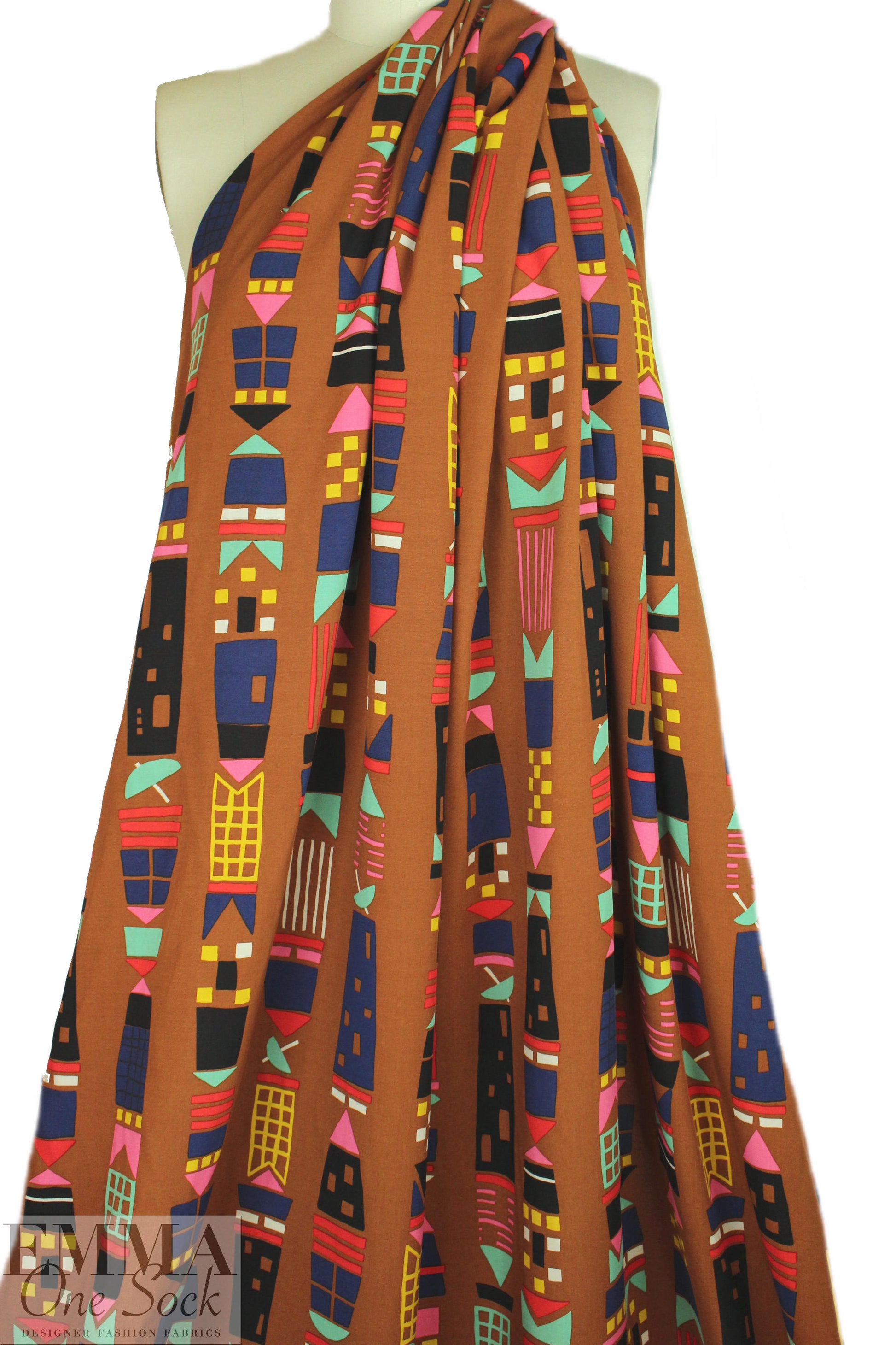 graphic totems printed viscose woven 1.875 yd