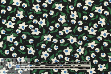 fern/blue/white mini floral viscose woven 1.5 yds