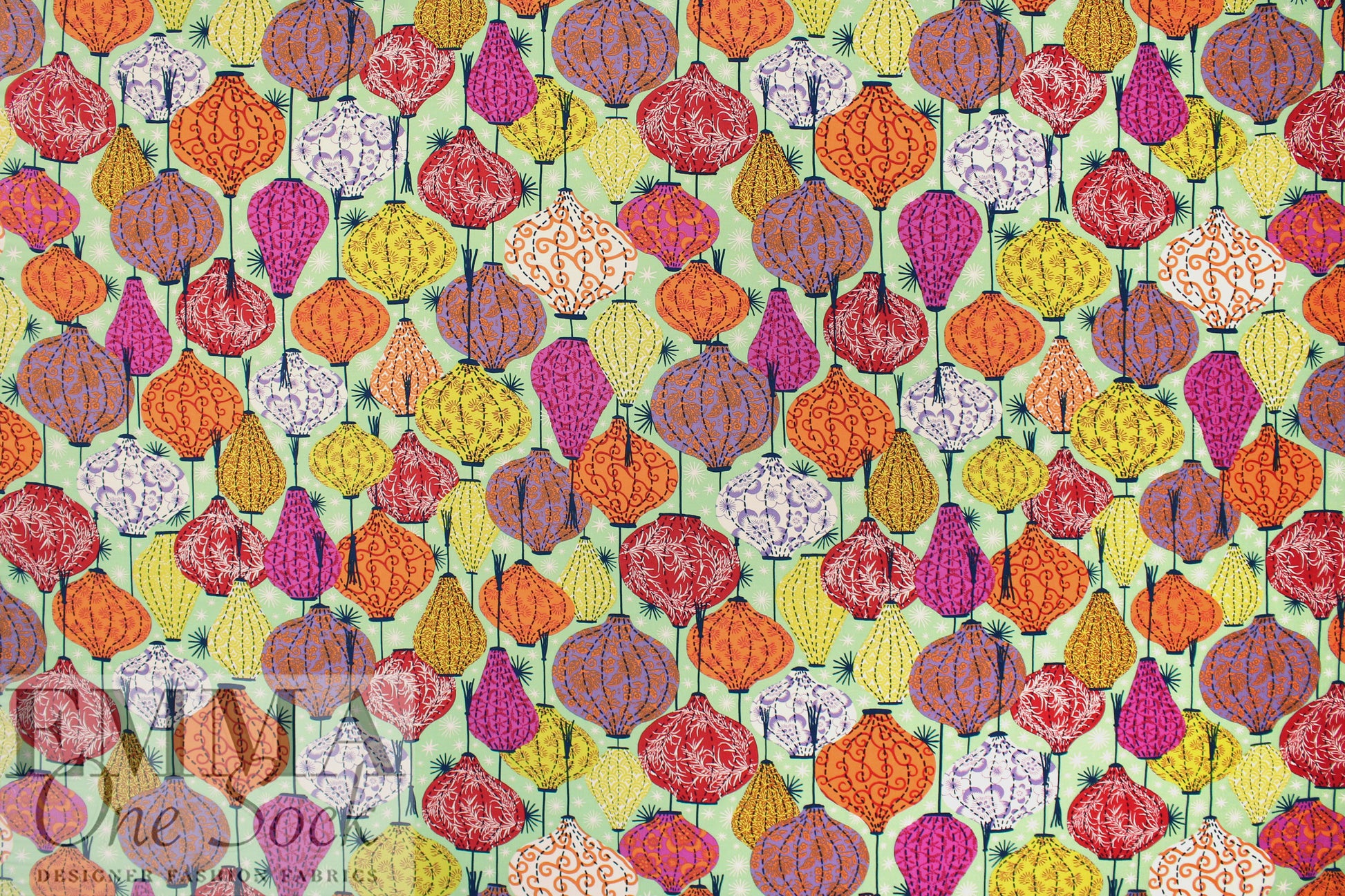 'paper lanterns' viscose woven - multicolor, Oeko-tex cert. 1 yard