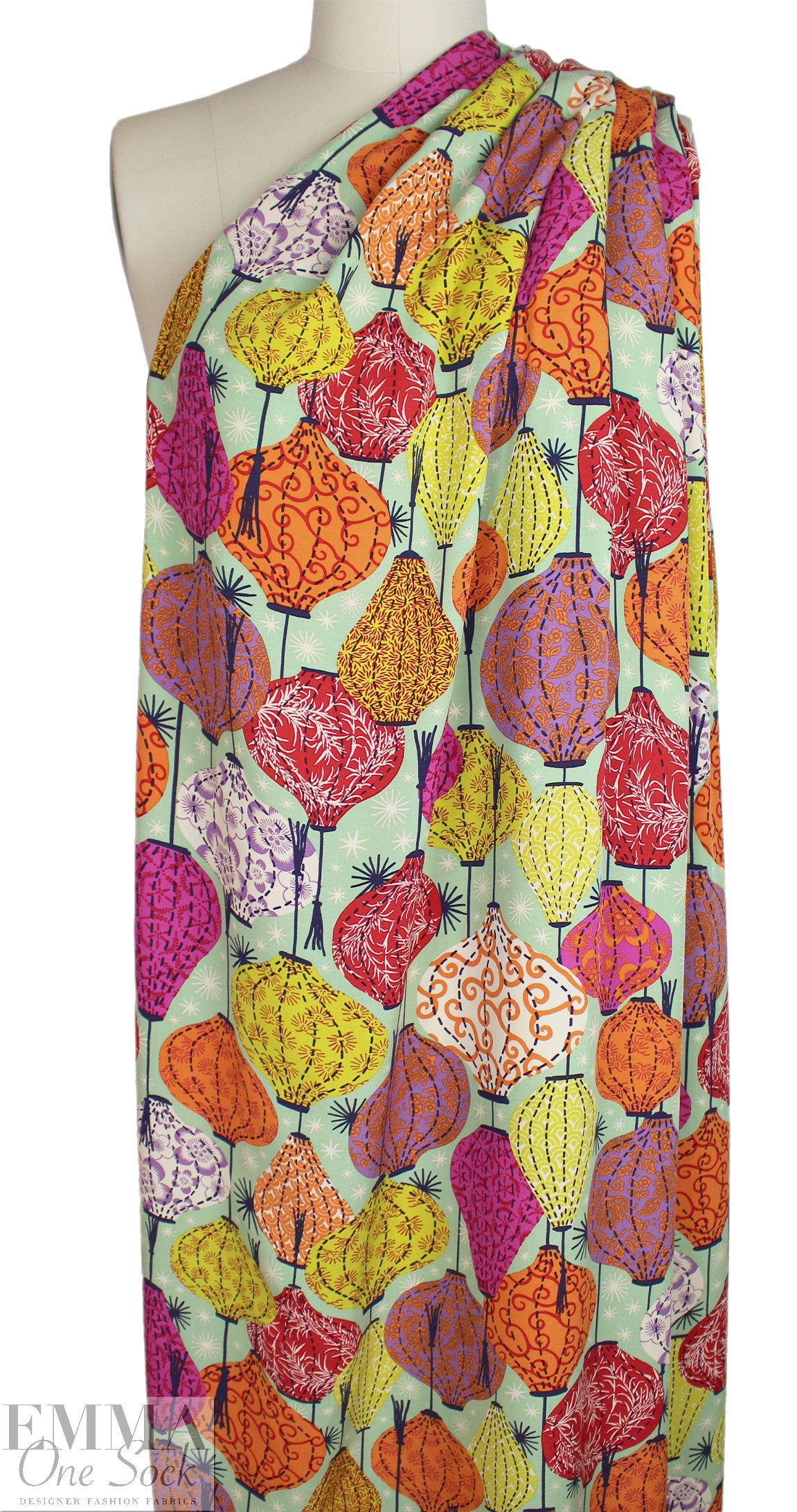 'paper lanterns' viscose woven - multicolor, Oeko-tex cert. 1 yard