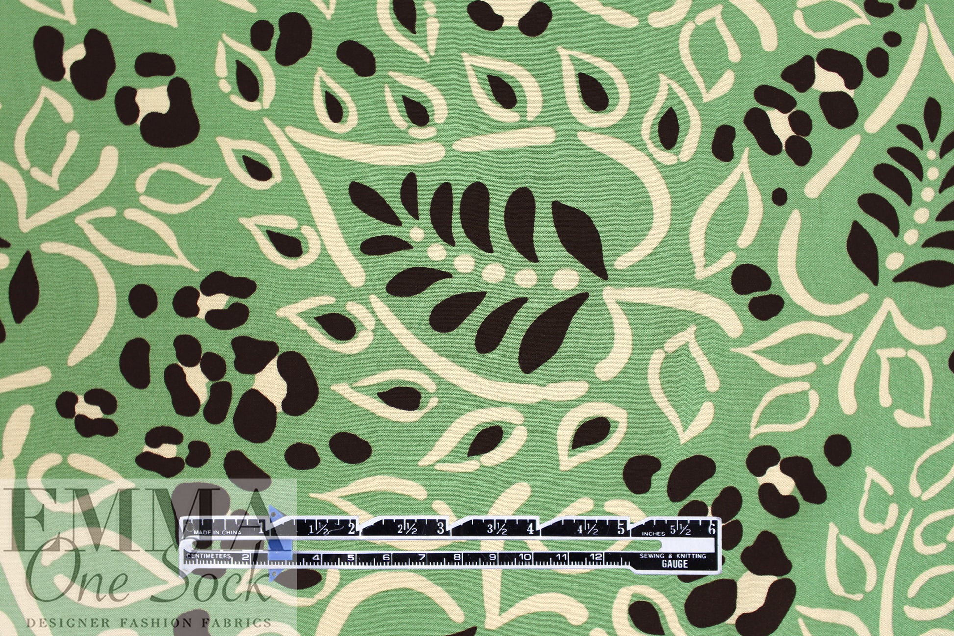 sage 'leopard leaf' viscose voile woven 1.75 yd