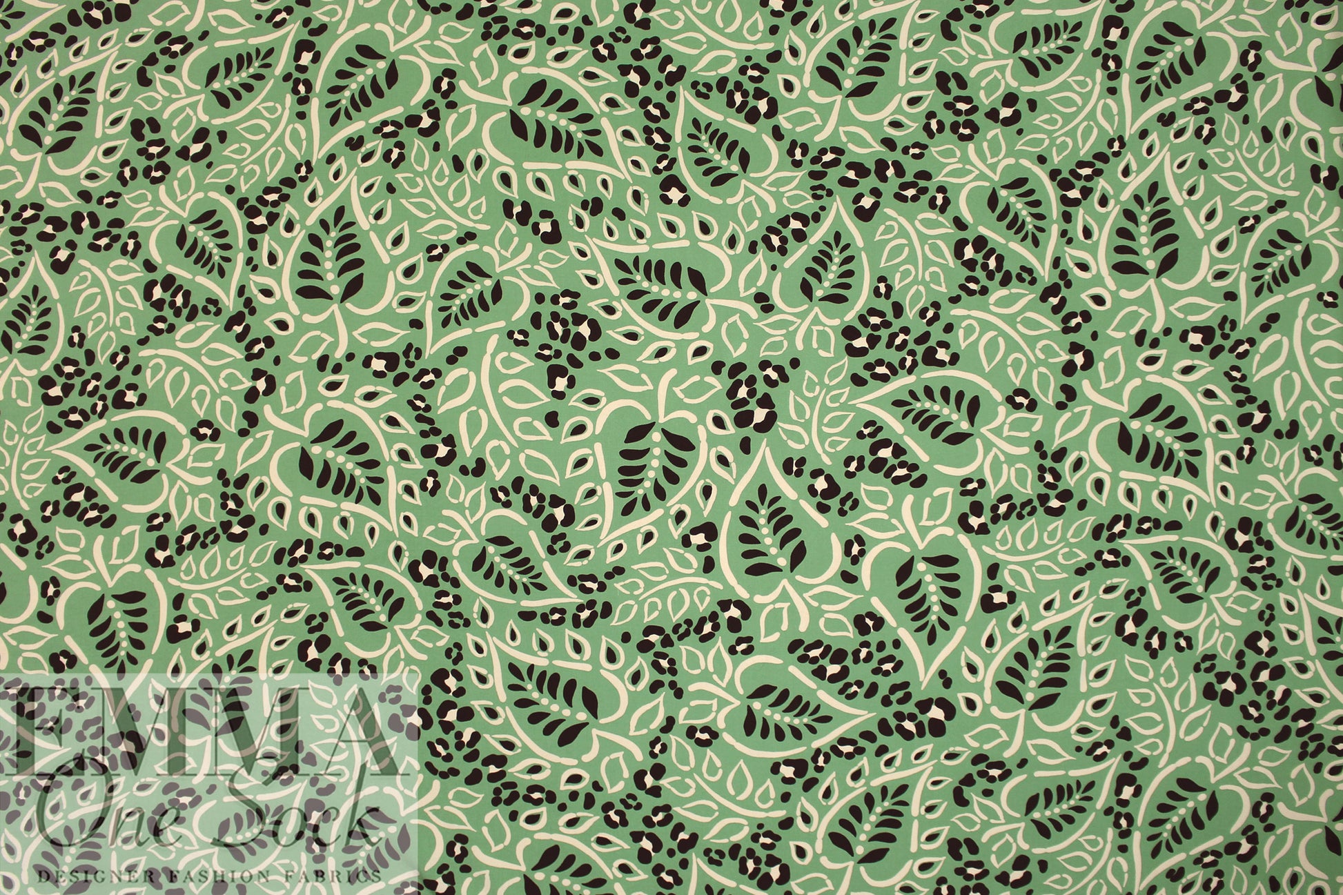sage 'leopard leaf' viscose voile woven 1.75 yd
