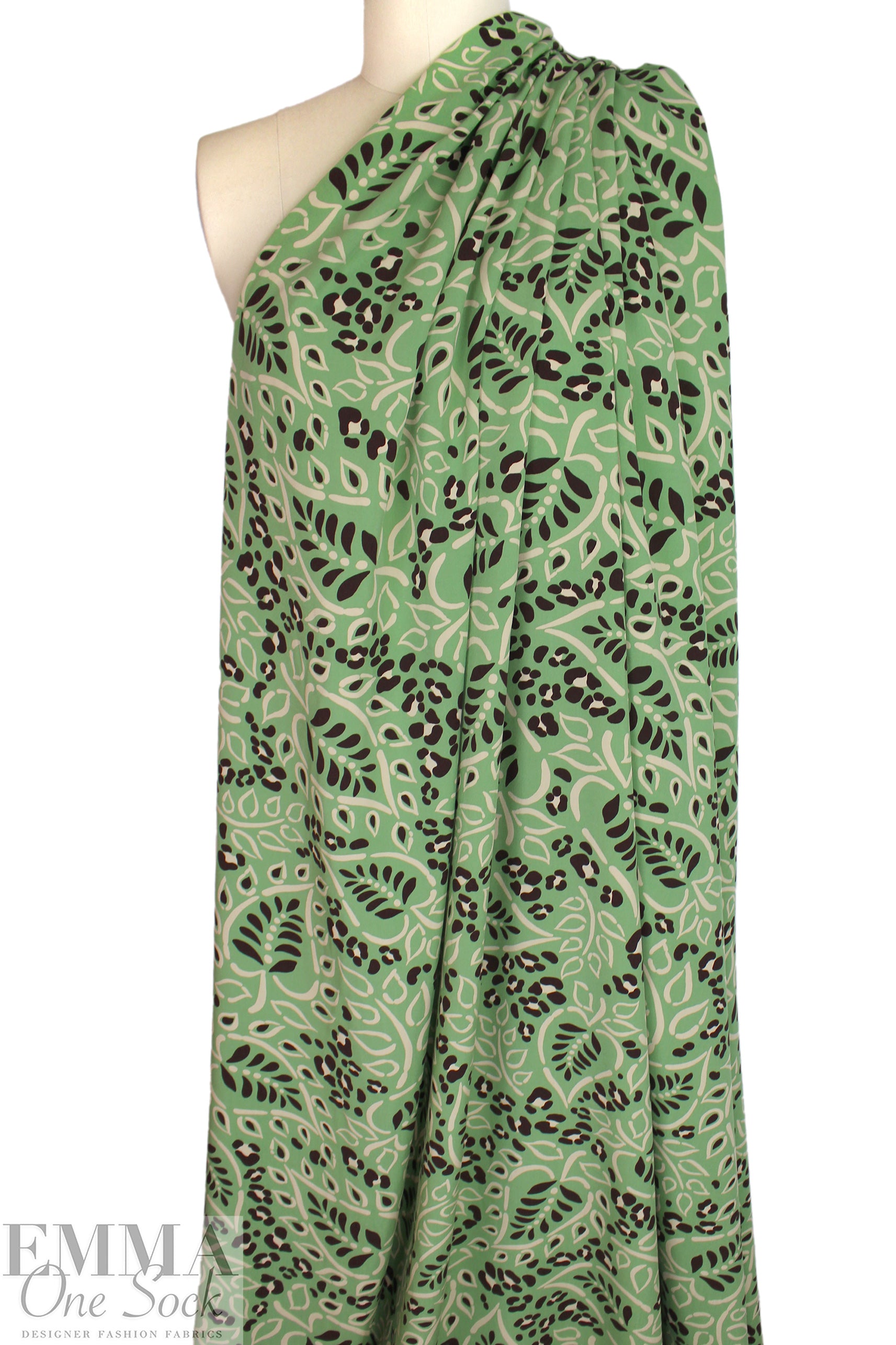 sage 'leopard leaf' viscose voile woven 1.75 yd