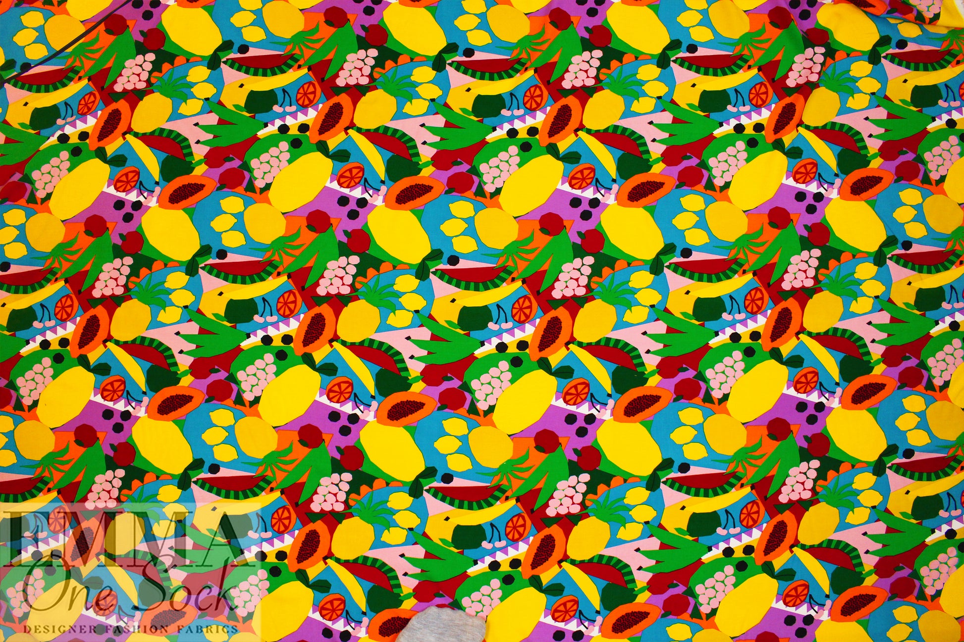'tutti frutti' graphic print drapey viscose woven 1.75 yds