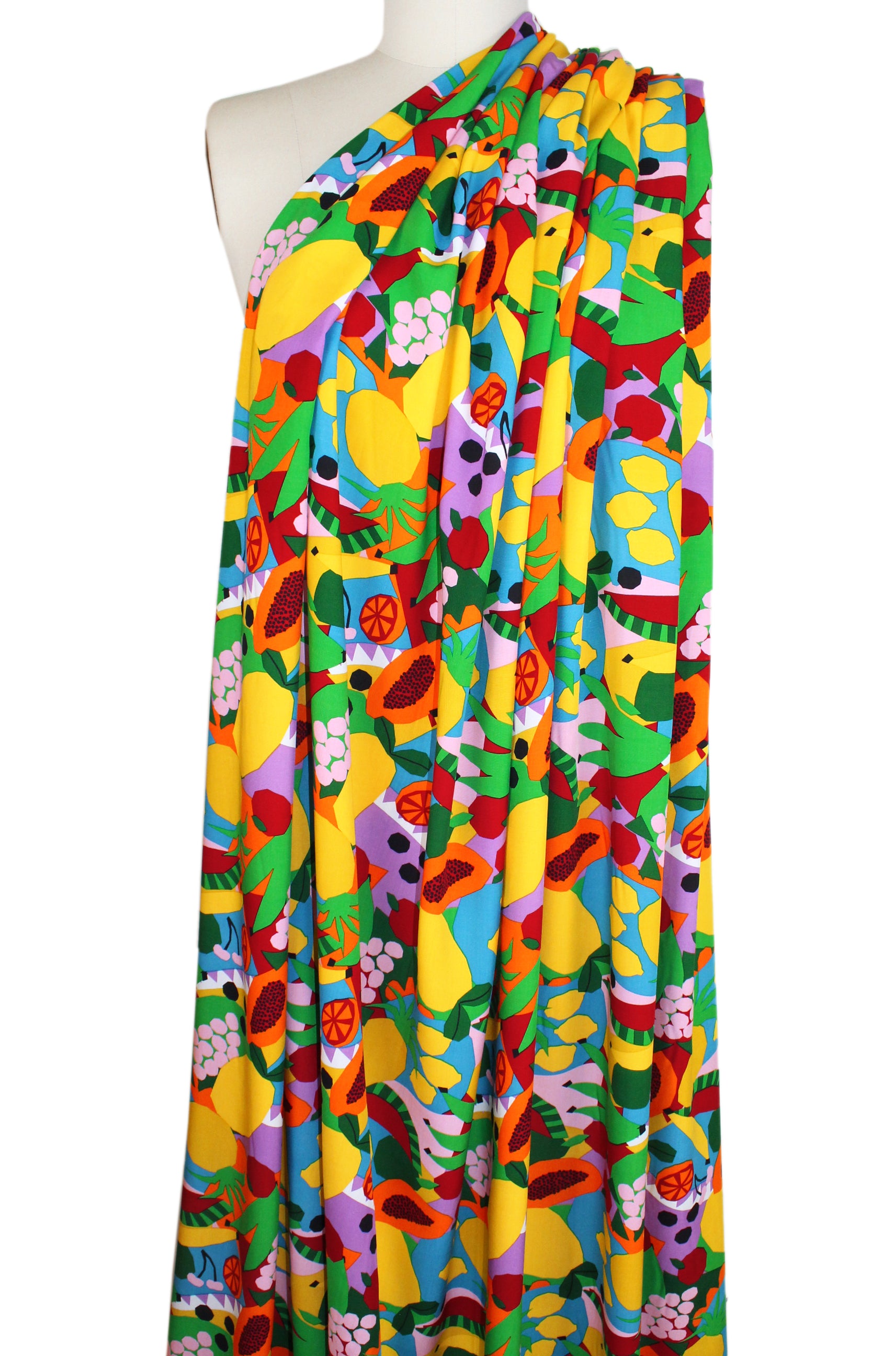 'tutti frutti' graphic print drapey viscose woven 1.75 yds