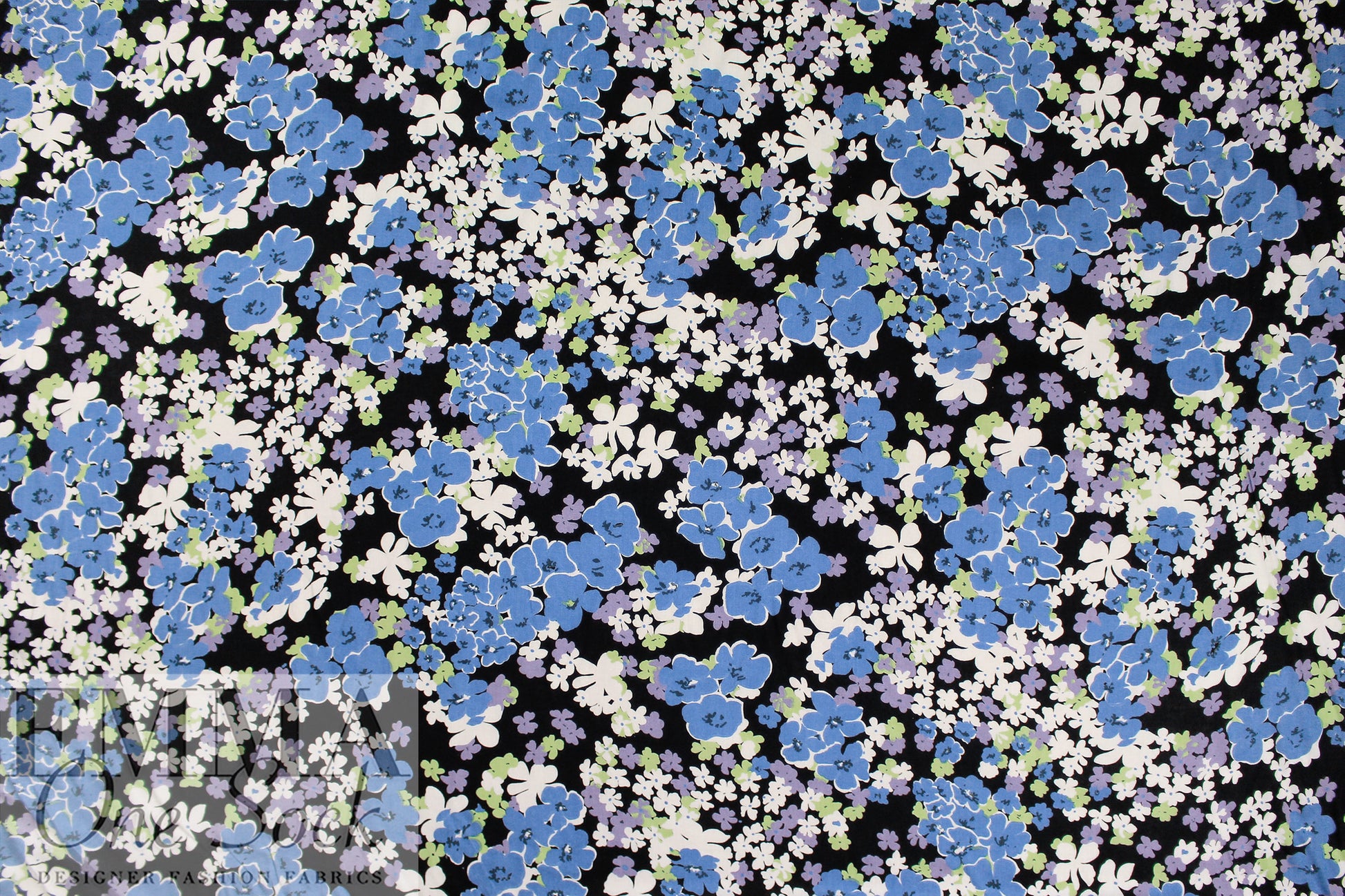 CA designer 'nocturnal blossoms' rayon voile 1.125 yds