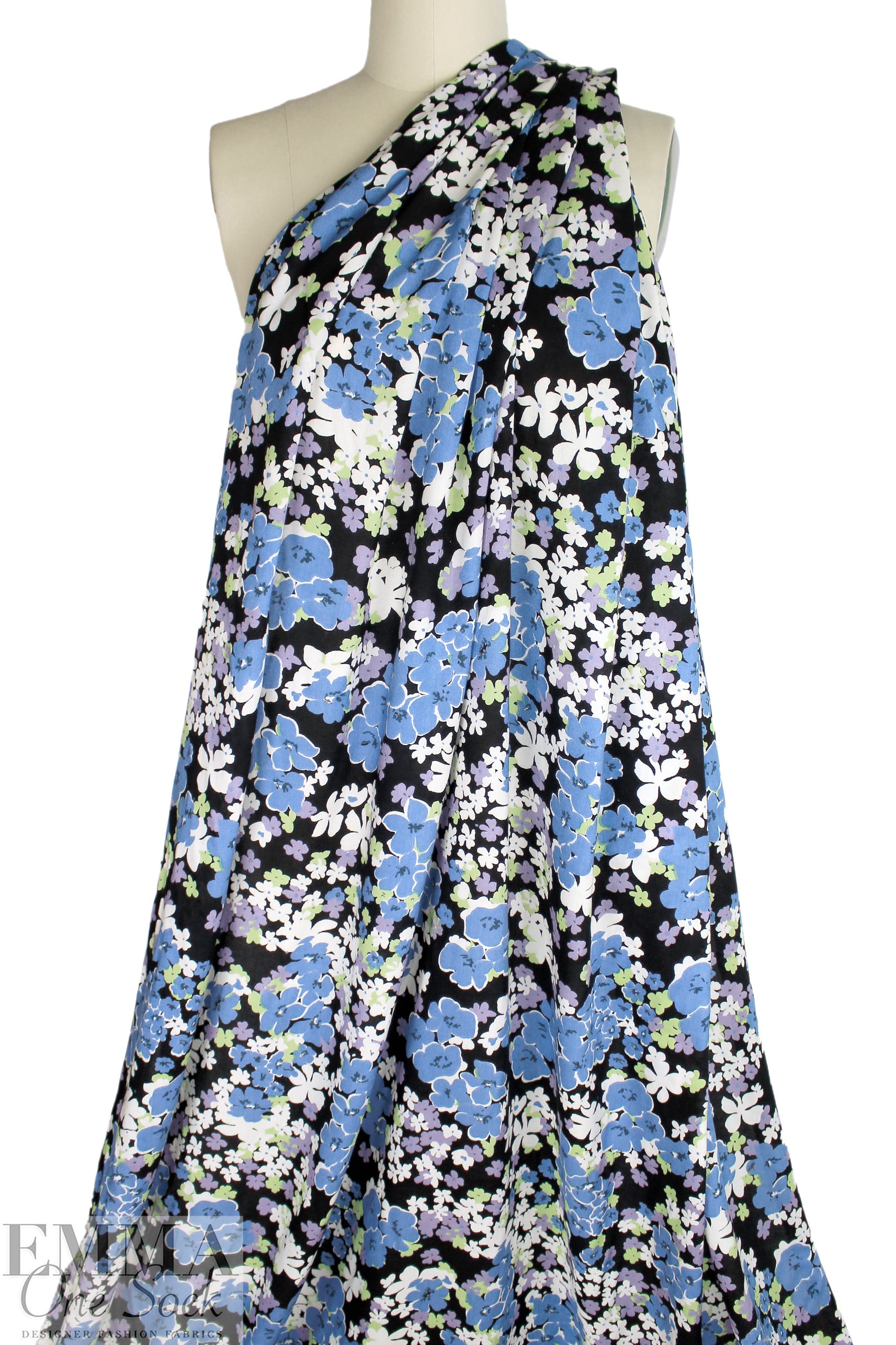 CA designer 'nocturnal blossoms' rayon voile 3 yd