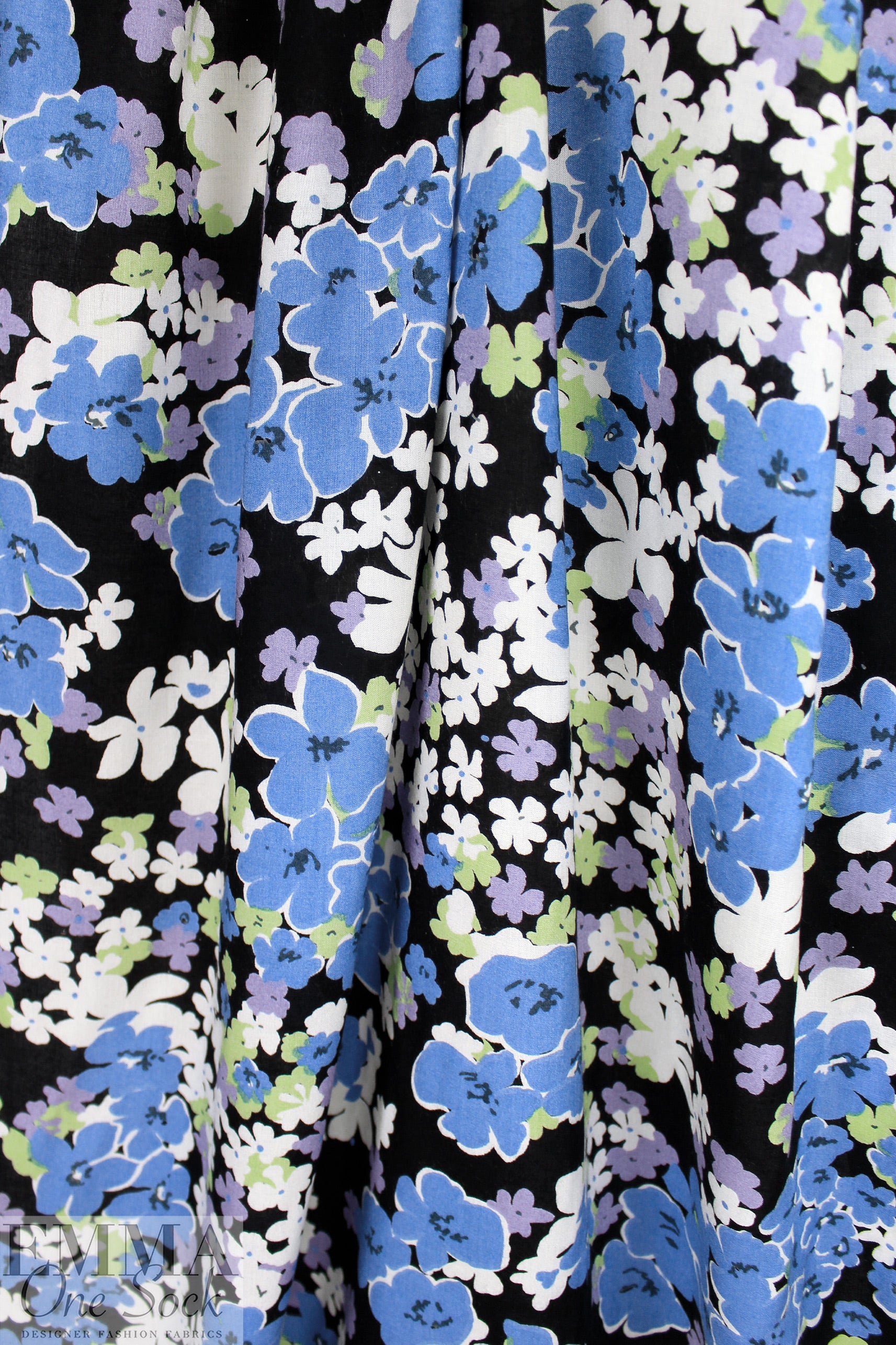 CA designer 'nocturnal blossoms' rayon voile 1.125 yds