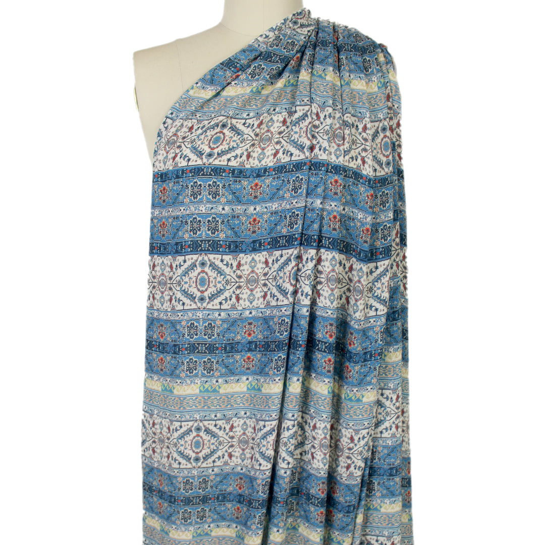 Johnny W@s 'boho blues' rayon crepe woven 1.625 yds