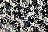 'leaf silhouette' slub rayon stretch woven - ecru/black 1.25 yds