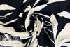 'leaf silhouette' slub rayon stretch woven - ecru/black 1.625 yds