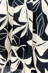 'leaf silhouette' slub rayon stretch woven - ecru/black 1 yard