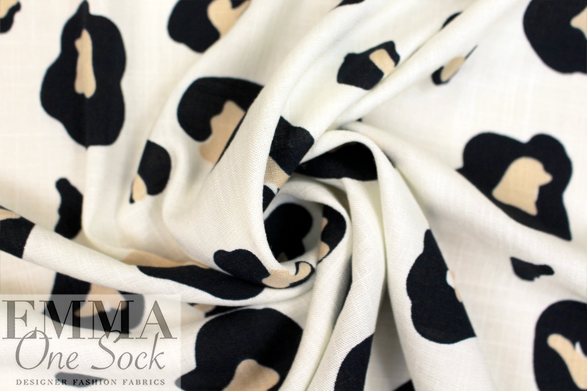 'spotted Bengal' slub rayon stretch woven - ecru/black 2.125 yd