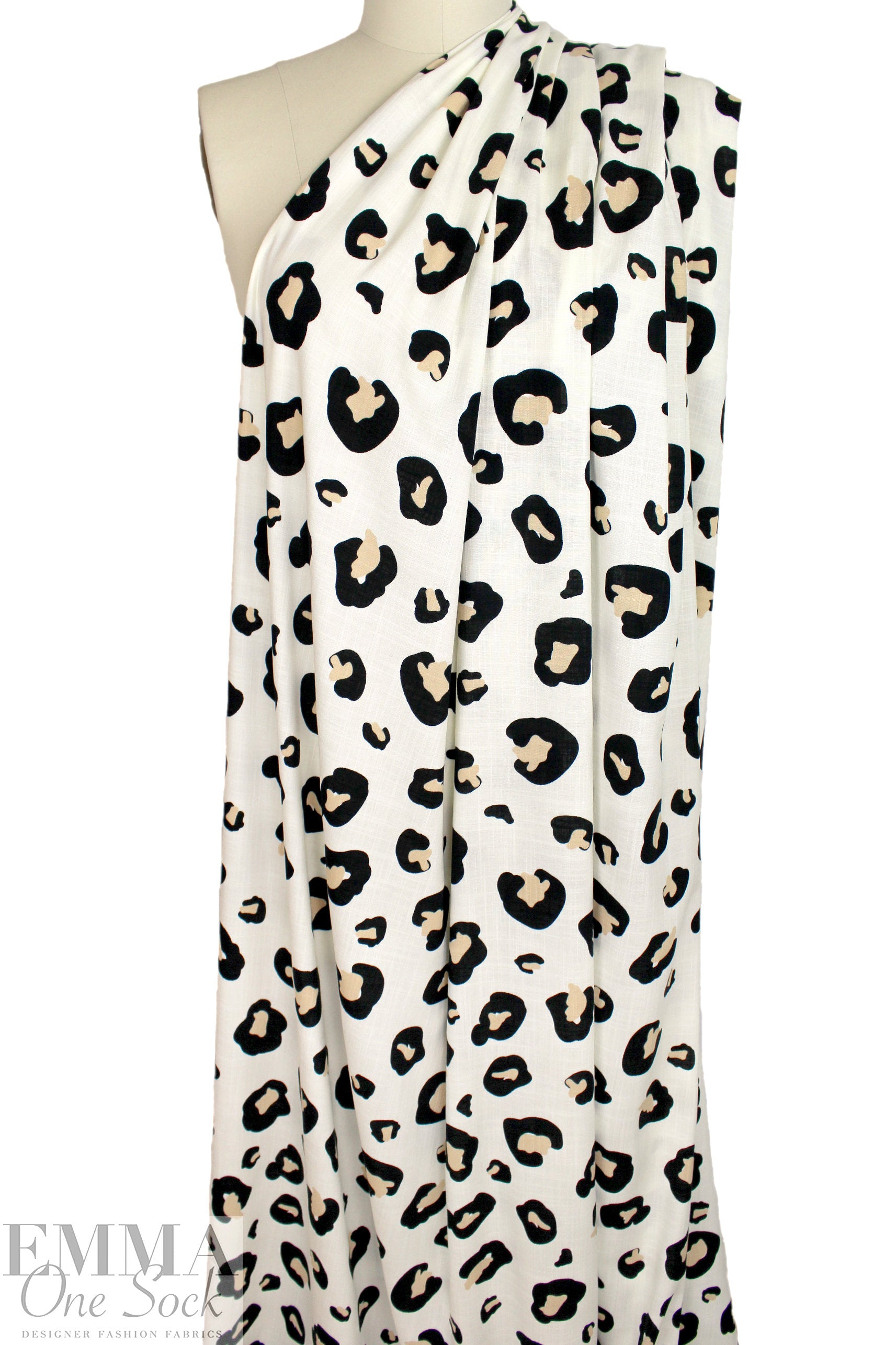 'spotted Bengal' slub rayon stretch woven - ecru/black 2.125 yd