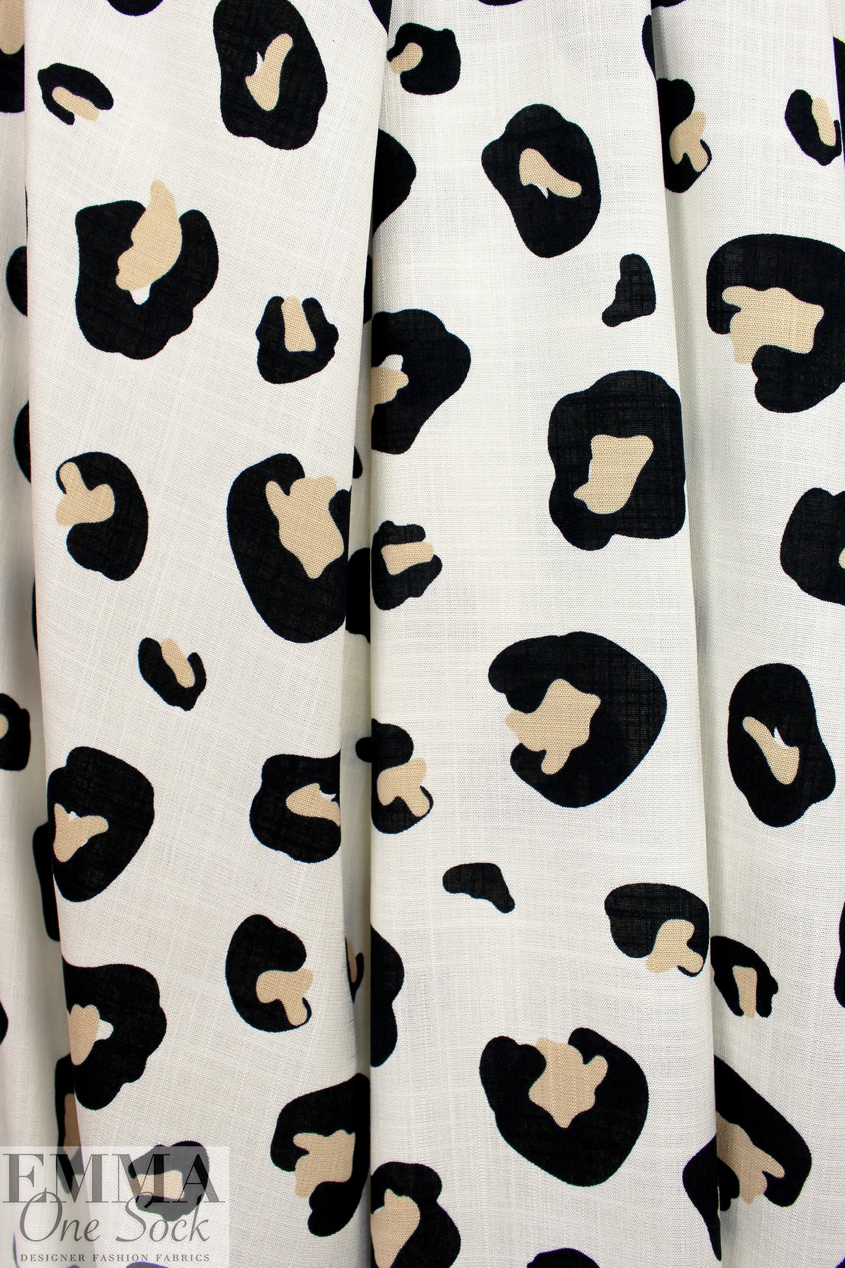 'spotted Bengal' slub rayon stretch woven - ecru/black 2.125 yd