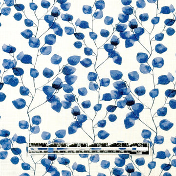 'blue leaf' linen-look slub rayon woven 1.33 yds