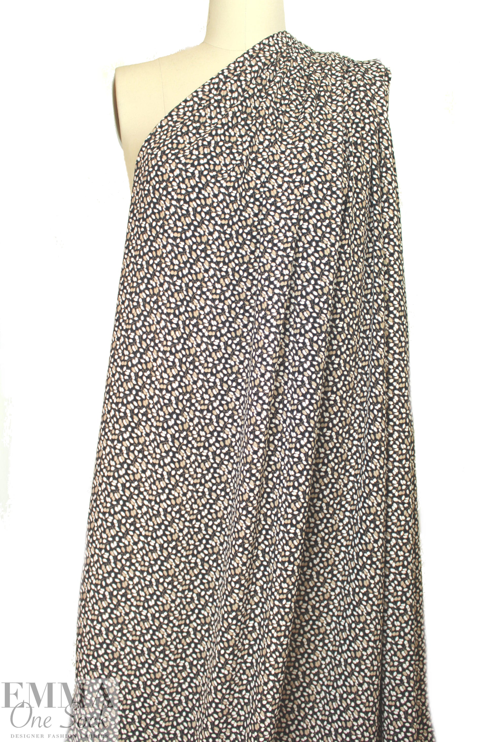 NY designer earth-toned buds drapey viscose woven 1.75 yd