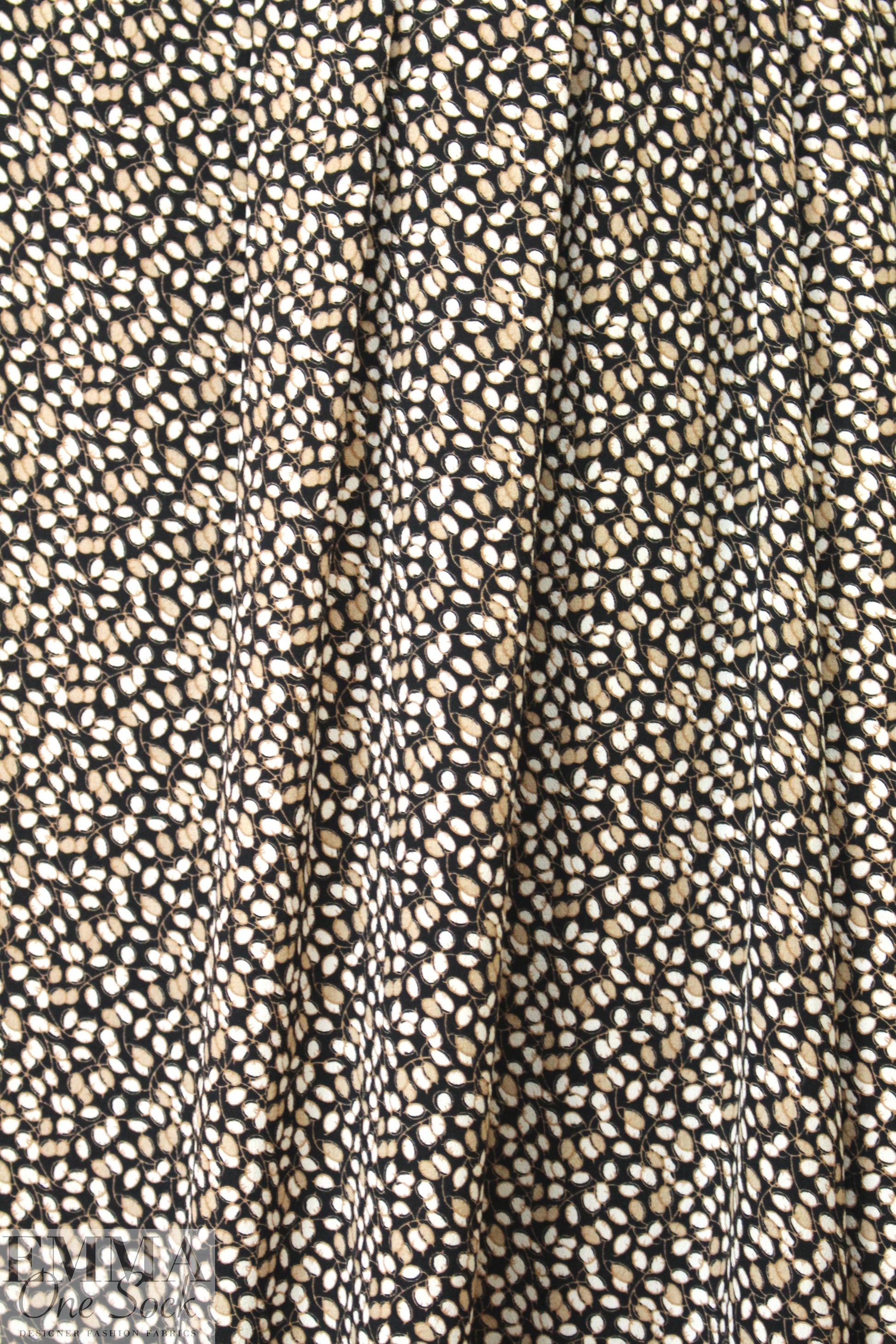 NY designer earth-toned buds drapey viscose woven 1.75 yd