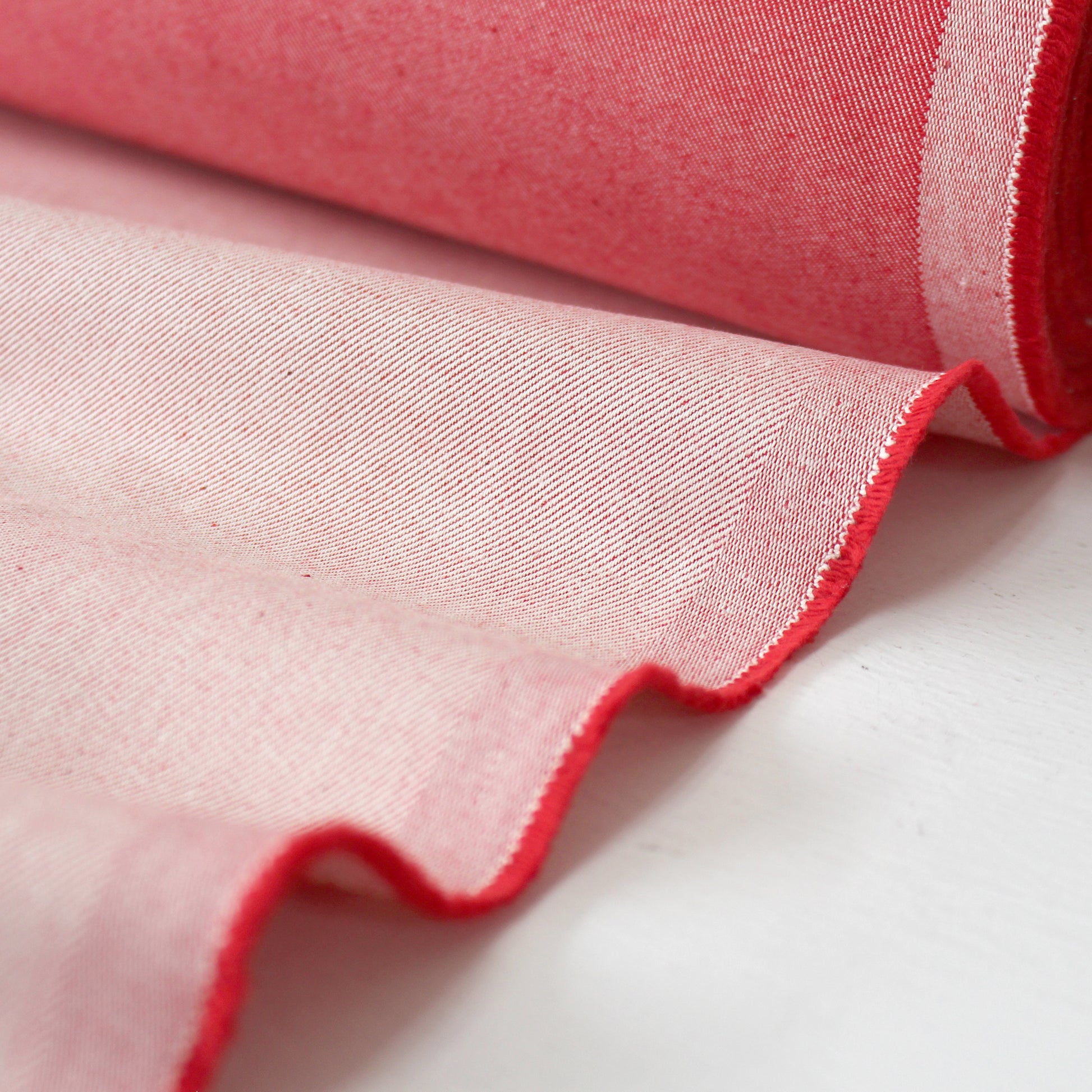 Italian reversible cotton denim - cherry