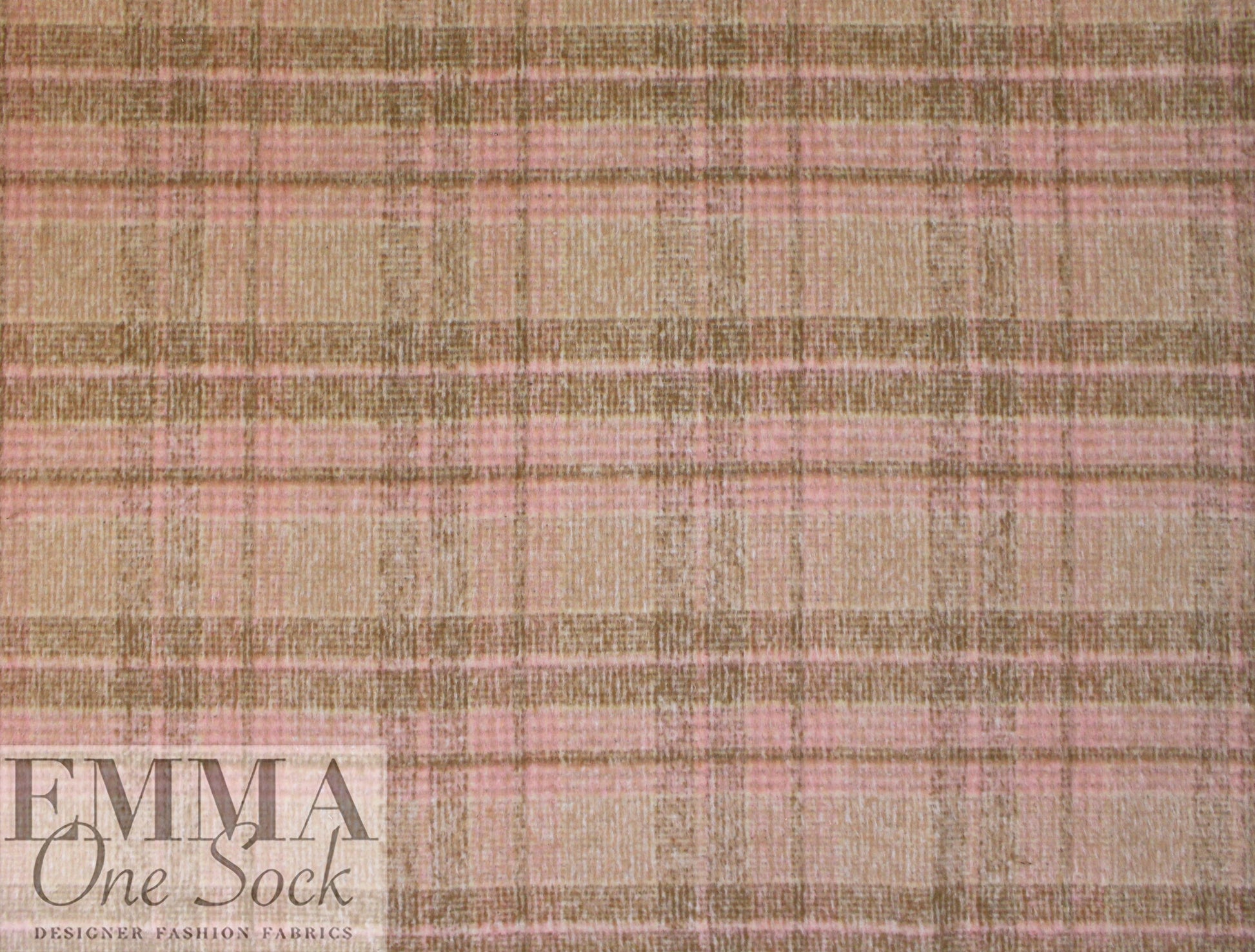 Renata brushed plaid poly/wool coating - peony/latte 1.75 yd