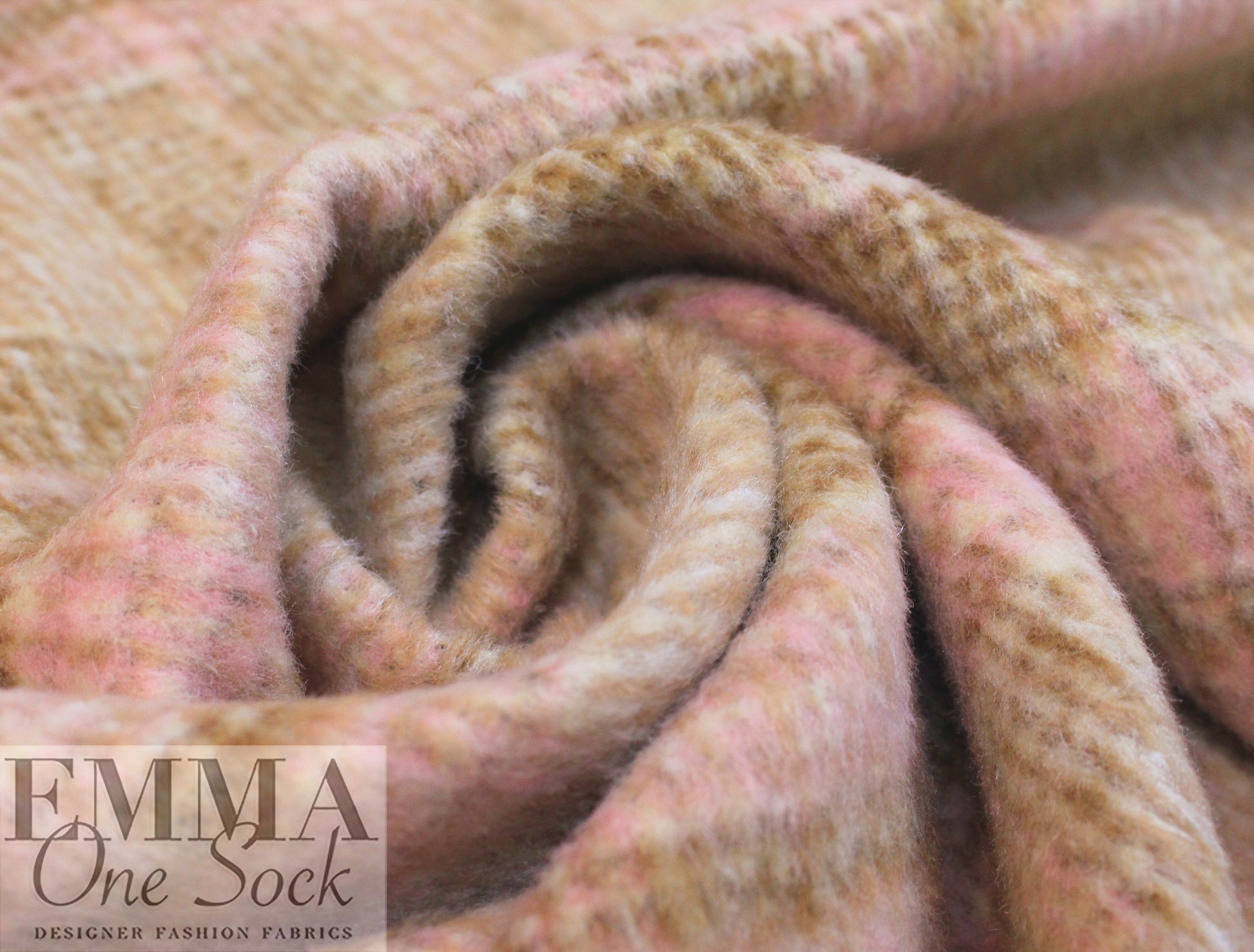 Renata brushed plaid poly/wool coating - peony/latte 1.75 yd