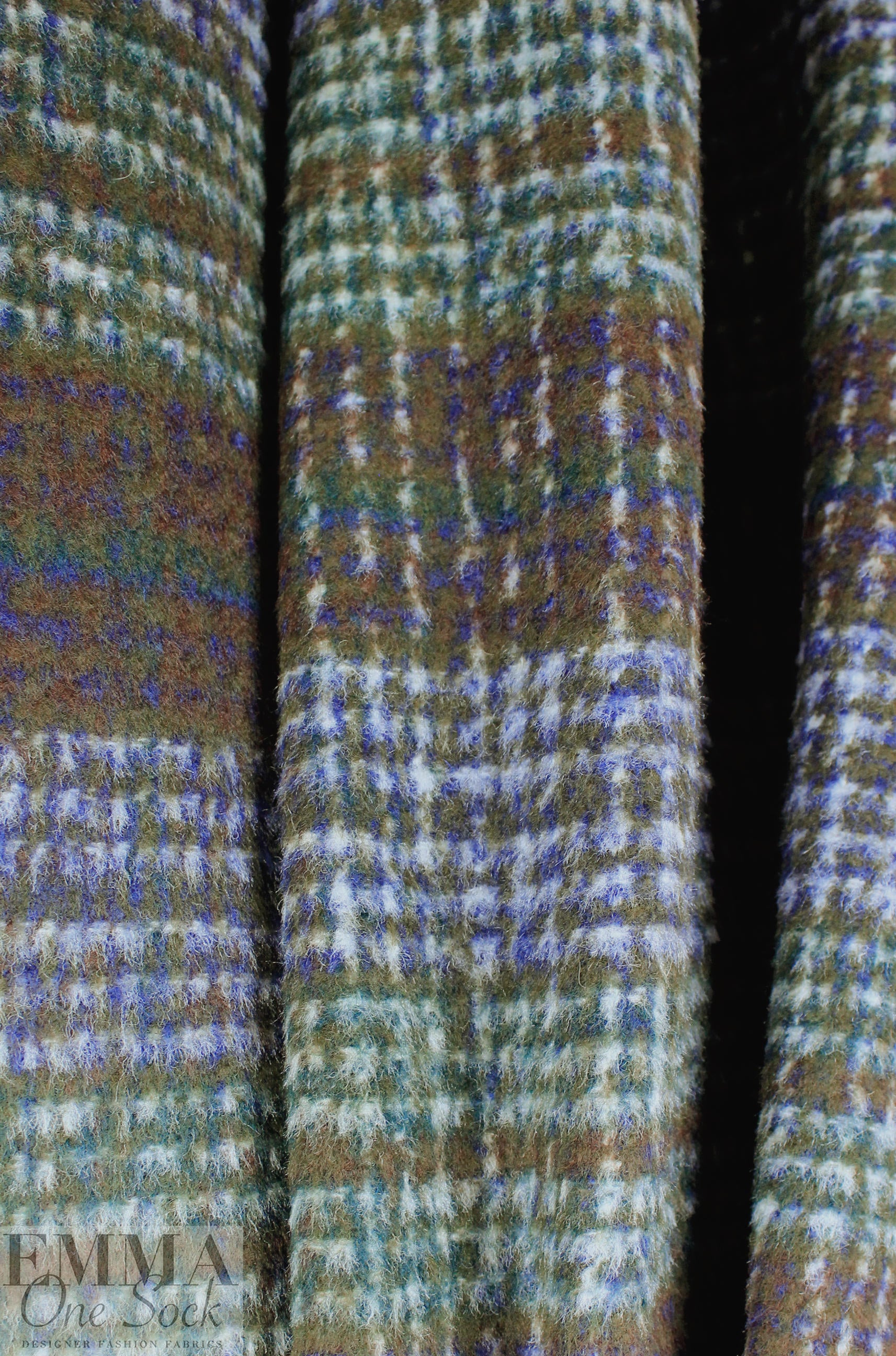 Renata brushed plaid poly/wool coating - lagoon/nutmeg 1.125 yds
