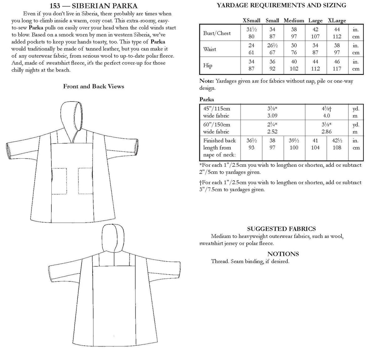 Digital Sewing Pattern - 153 Siberian Parka by Folkwear