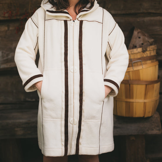 Photo of modified Siberian parka.  Parka is sized down to reduce some of the oversized bulk and a front zipper was added down the center panel.