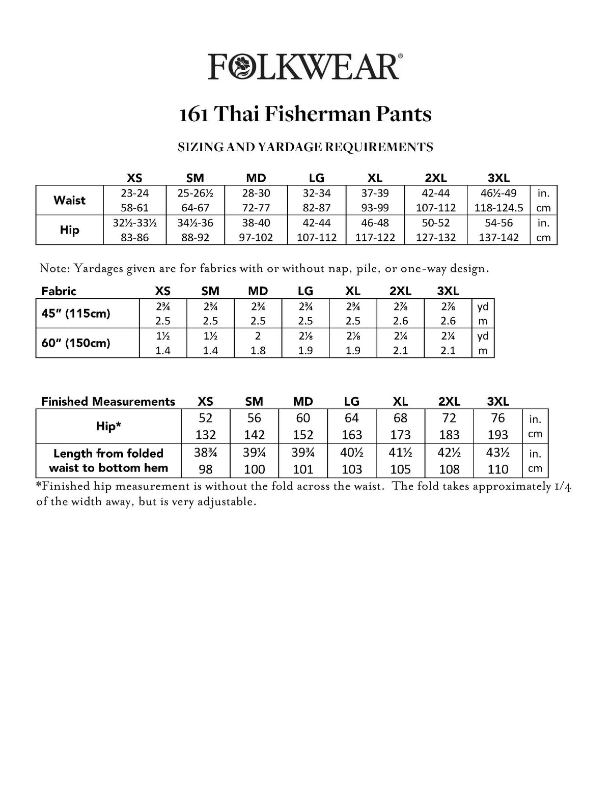 Digital Sewing Pattern - 161 Thai Fisherman Pants by Folkwear