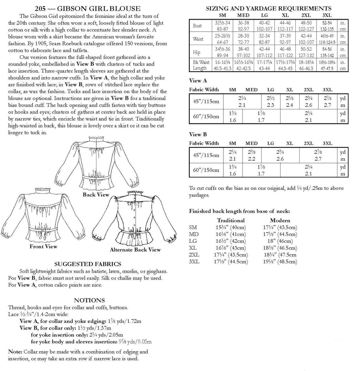 Digital Sewing Pattern - 205 Gibson Girl Blouse by Folkwear