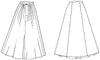 Black and white flat-line pattern drawings of front and back view of 209 Walking Skirt.