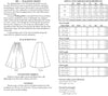 Photo of back cover showing yardage charts and size chart.  Fabric suggestions are included.
