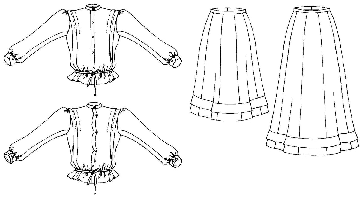 Digital Sewing Pattern - 216 Schoolmistress' Shirtwaist & Skirt - PDF by Folkwear