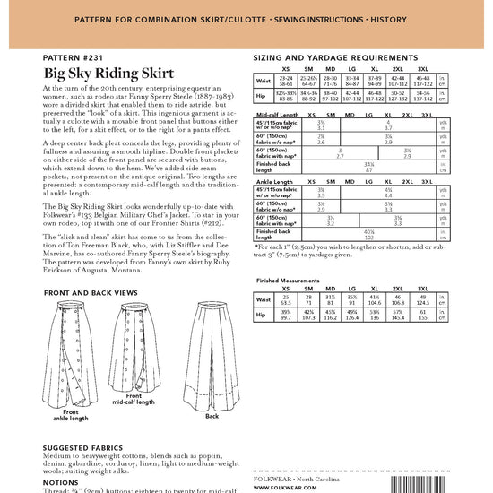 231 Big Sky Riding Skirt