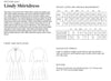 Photo of back cover shows size and yardage chart.  Includes fabric suggestions and description.