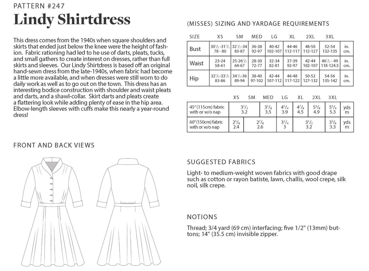 Digital Sewing Pattern - 247 Lindy Shirtdress by Folkwear