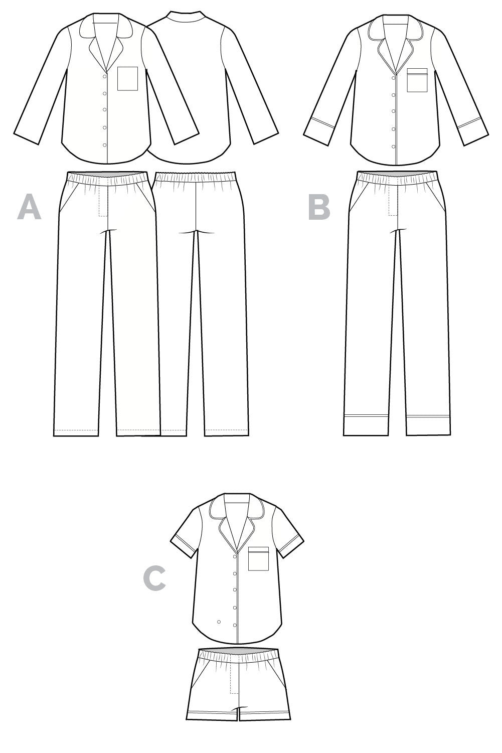Digital Sewing Pattern - Carolyn Pajamas Pattern by Closet Core Patterns